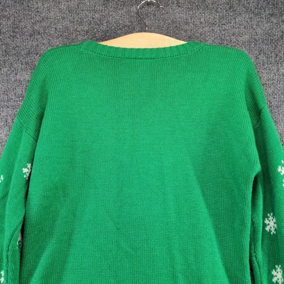 Allison Brittney Women's Sweater Green Size M Knit Penguin Winter Christmas - Picture 3 of 12